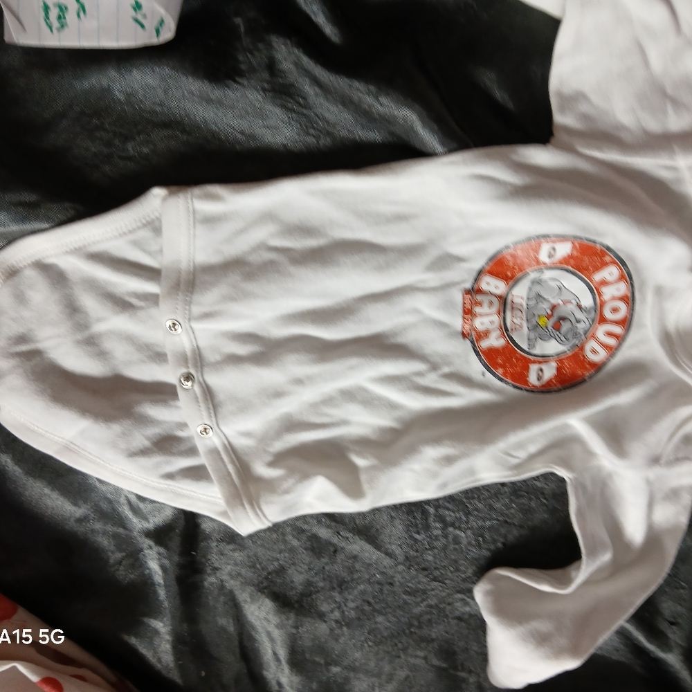 UGA BULLDOG ONWhite Baby Onesie with Proud Bear Graphic